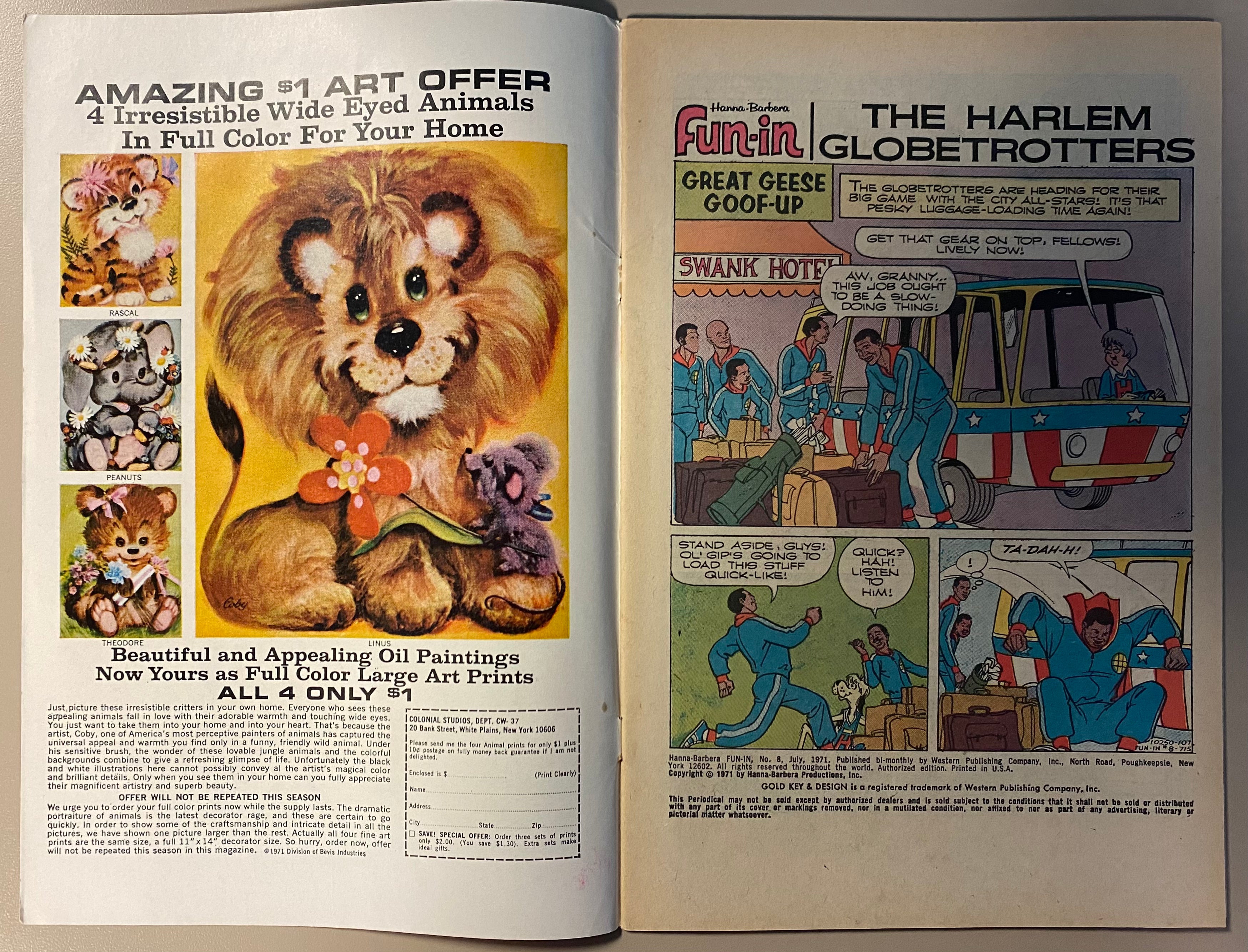 Hanna-Barbera Fun-In starring The Harlem Globetrotters Golden Key Comic signed by Joe Barbera