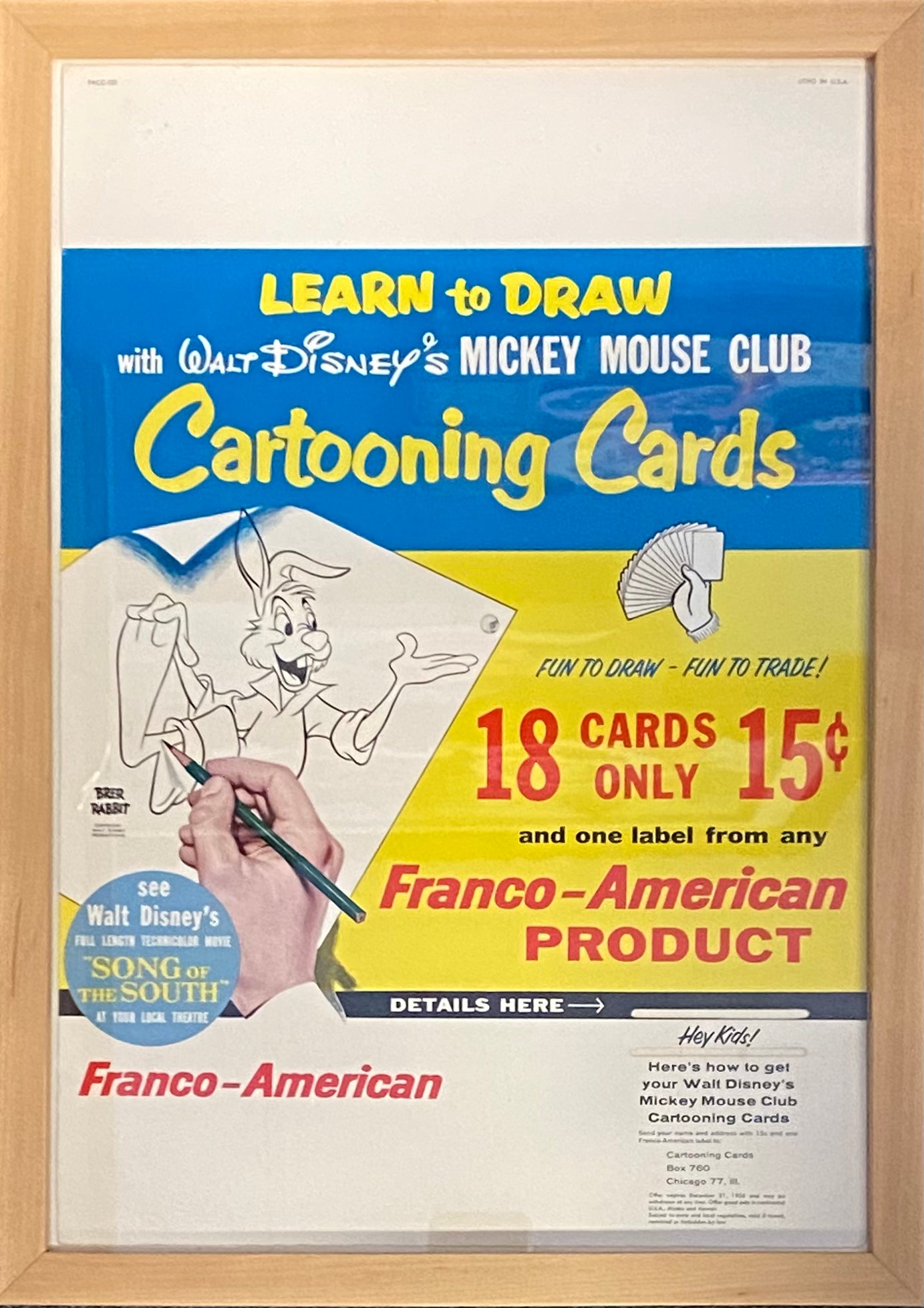 Learn to Draw with Walt Disney's Mickey Mouse Club Cartooning Cards (1956) Framed