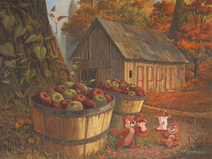 An Apple A Day, Play, Play, Play by Michael Humphries Limited Edition On Canvas featuring Chip and Dale