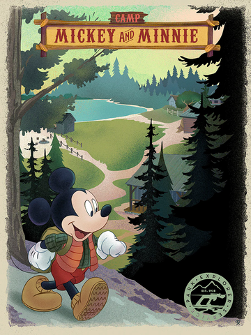 Camp Mickey and Minnie By Bret Iwan Limited Edition On Giclée On Canvas Featuring Mickey Mouse