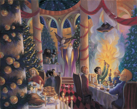 Christmas In The Great Hall - By Mary GrandPré - Giclée on Paper