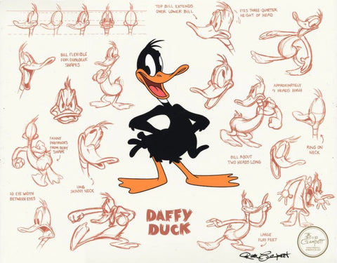 Daffy Duck Model Sheet - By  Clampett Studios - Limited Edition Hand-Painted Cel