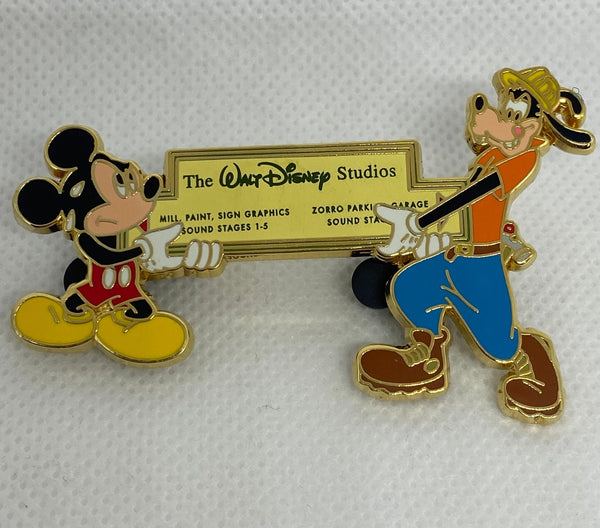 Walt Disney Studios Sign Pin Employee Center LE 100 Mickey Goofy Burbank