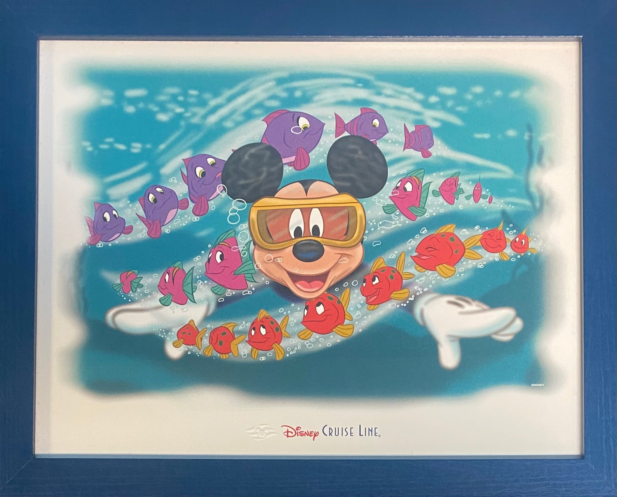 Disney Mickey Diving At Castaway Cay Framed Print By Brian Blackmore W/COA DCL