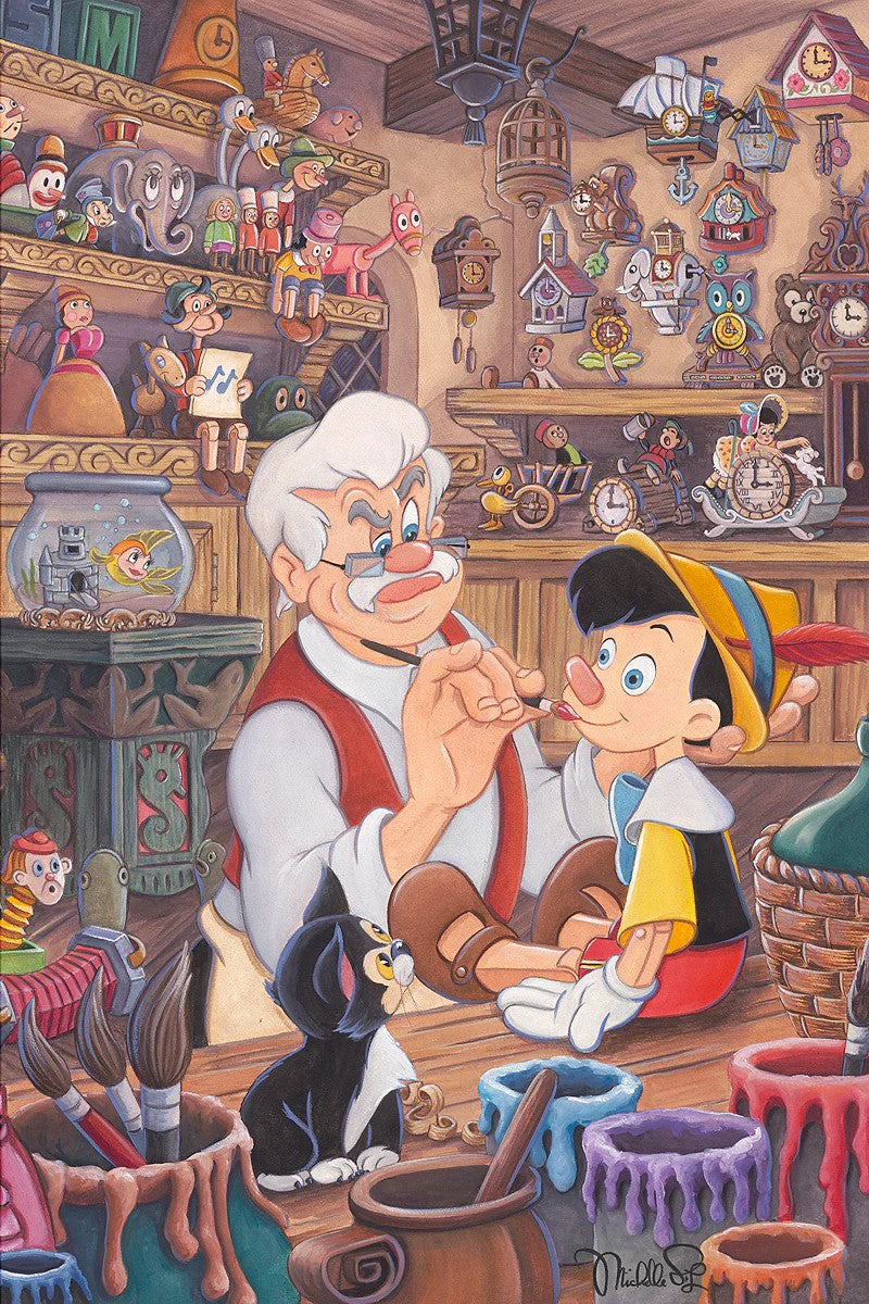 Geppetto's Workshop By Michelle St. Laurent Limited Edition On Canvas Inspired by Pinocchio