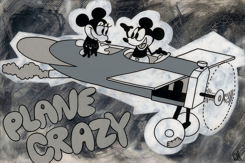 Plane Crazy by Beau Hufford Limited Edition Giclee On Canvas Featuring Mickey and Minnie Mouse