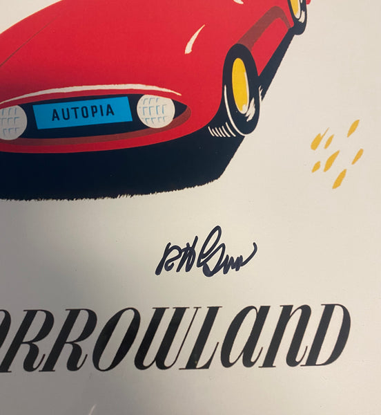 Signed Bob Gurr Autopia Tomorrowland Disneyland Framed Poster 12x18