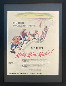 Vintage 1946 Make Mine Music Framed Magazine Ad 16 x 12