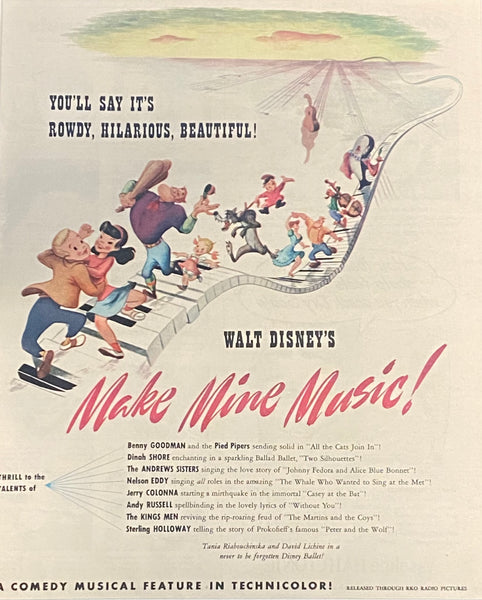 Vintage 1946 Make Mine Music Framed Magazine Ad 16 x 12