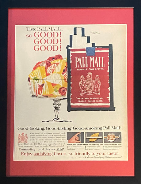 Vintage 1950s Mary Blair Designed Pall Mall Cigarette Framed Magazine Ad #1