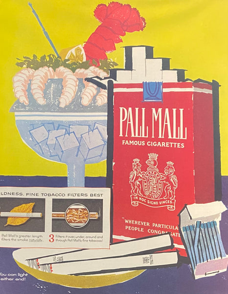 Vintage 1950s Mary Blair Designed Pall Mall Cigarette Framed Magazine Ad #2