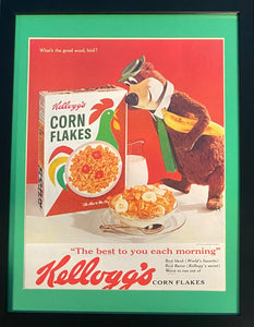 Vintage 1961 Yogi Bear - Kellogg's Corn Flakes Framed Ad Hanna Barbera 16x12