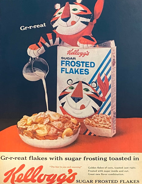 Vintage 1962 Tony The Tiger Kellogg's Frosted Flakes Framed Ad  16x12