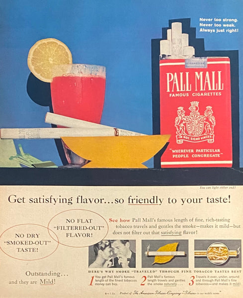 Vintage 1950s Mary Blair Designed Pall Mall Cigarette Framed Magazine Ad #5