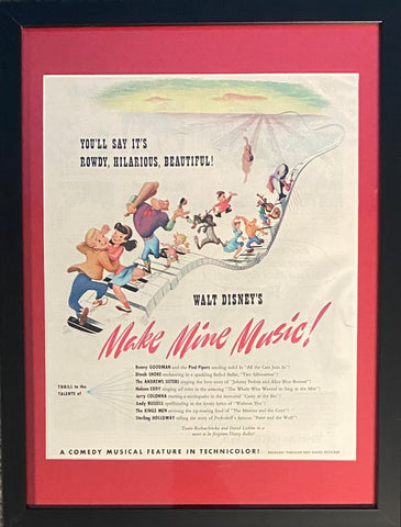 Vintage 1946 Make Mine Music Framed Magazine Ad 16 x 12 II