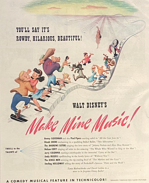 Vintage 1946 Make Mine Music Framed Magazine Ad 16 x 12 II