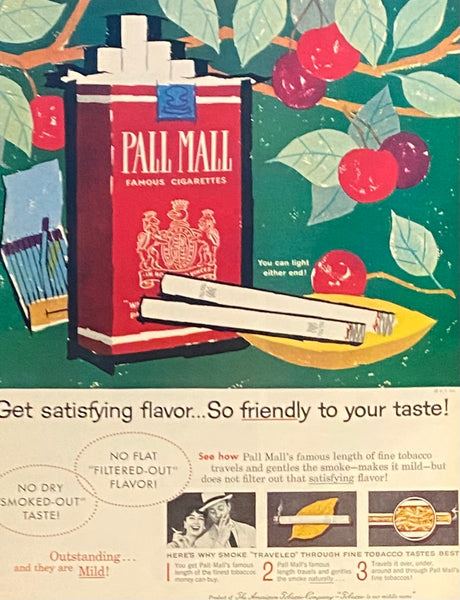 Vintage 1950s Mary Blair Designed Pall Mall Cigarette Framed Magazine Ad #4