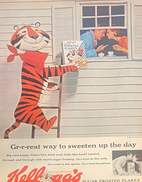 Vintage 1963 Tony The Tiger Kellogg's Frosted Flakes Framed Ad  16x12