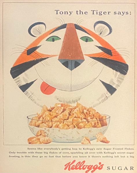 Vintage 1954 Tony The Tiger Kellogg's Frosted Flakes Framed Ad  16x12