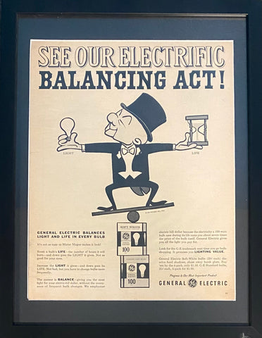 Vintage 1962 UPA Mr. Magoo General Electric Framed Magazine Ad 16x12