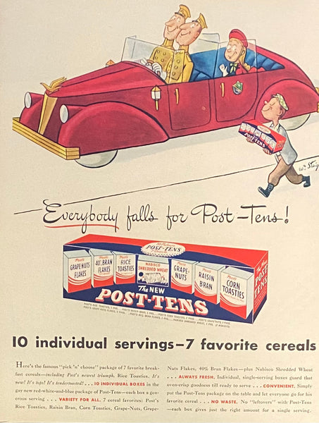 Vintage 1946 Post Cereal Post-Tens Framed Magazine Ad 16x12