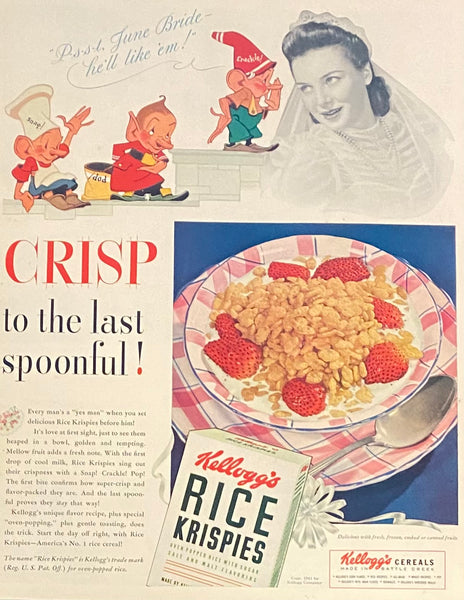 Vintage 1941 Kellogg's Rice Krispies Framed Magazine Ad 16x12