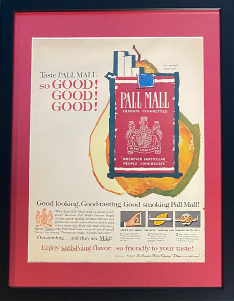 Vintage 1950s Mary Blair Designed Pall Mall Cigarette Framed Magazine Ad #6