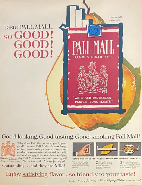 Vintage 1950s Mary Blair Designed Pall Mall Cigarette Framed Magazine Ad #6