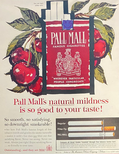 Vintage 1950s Mary Blair Designed Pall Mall Cigarette Framed Magazine Ad #7