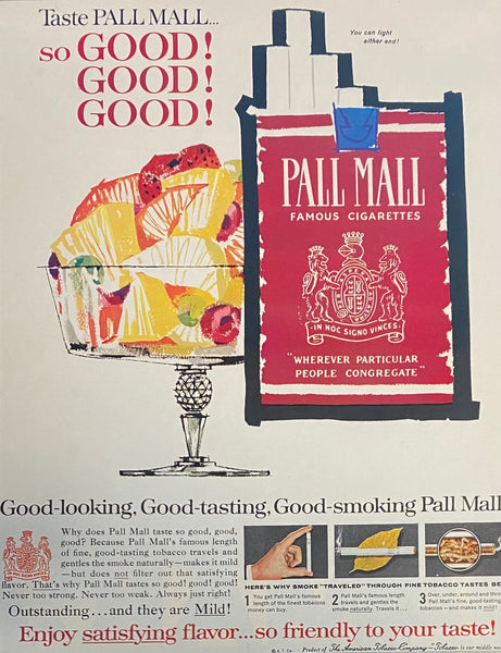 Vintage 1950s Mary Blair Designed Pall Mall Cigarette Framed Magazine Ad #8