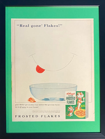 Vintage 1954 Kellogg's Frosted Flakes Framed Ad  16x12