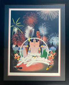 Disneyland 30th Anniversary Large Print Signed by Charles Boyer Framed 1985