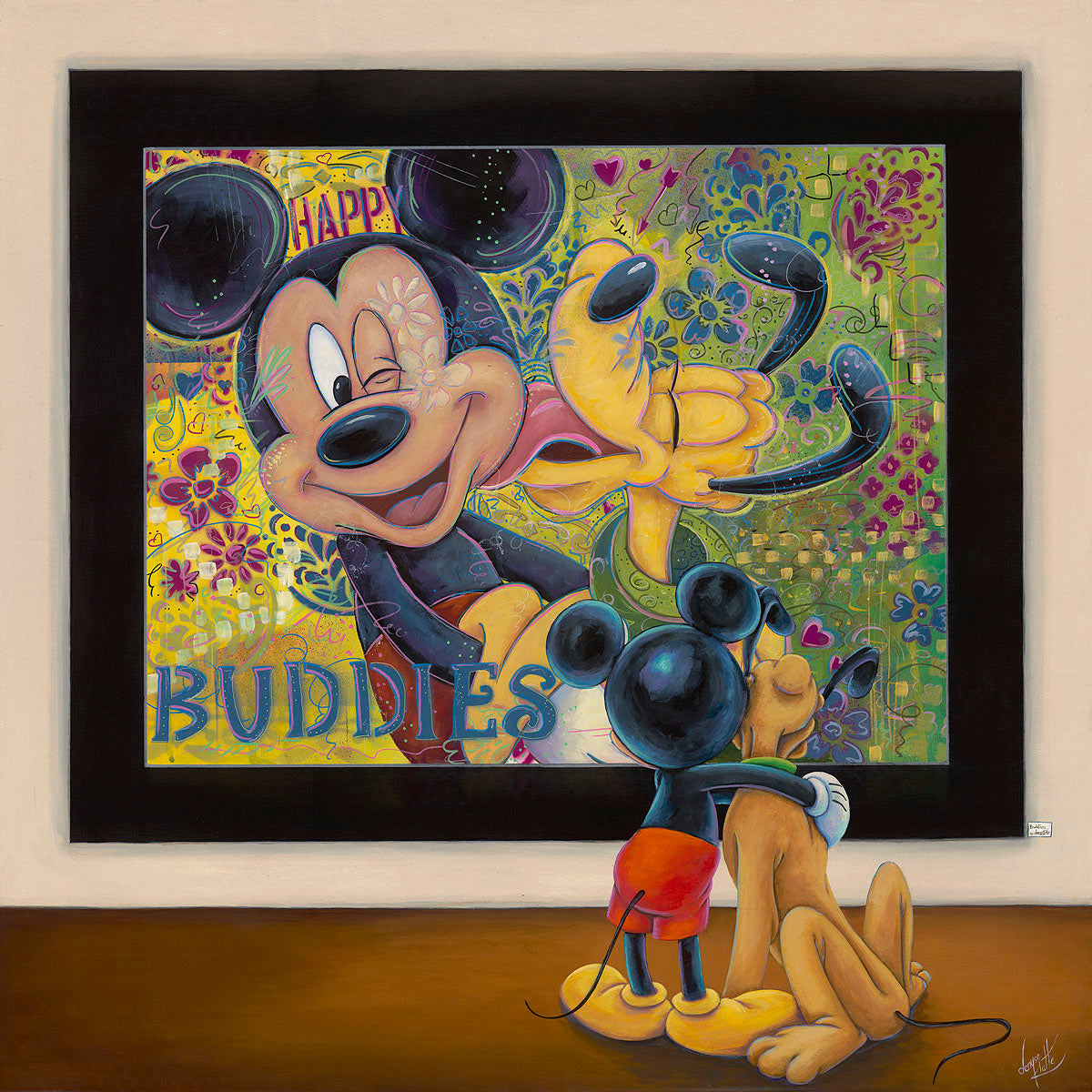 Buddies by Denyse Klette Limited Edition on Canvas featuring Mickey and Pluto