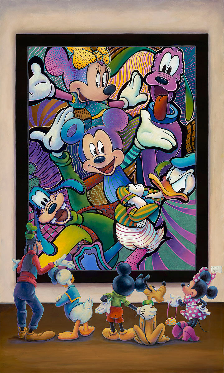 The Critiquers by Denyse Klette Limited Edition On Canvas featuring Mickey and Friends