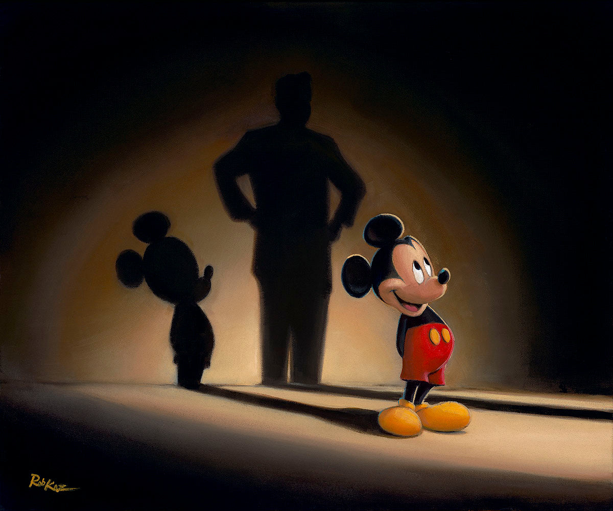 Mickey's Shadow by Rob Kaz Limited Edition On Canvas featuring Mickey Mouse