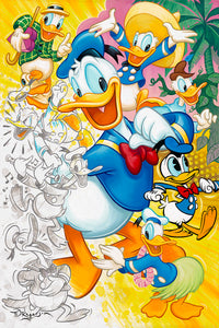 90 Years Of Donald By Tim Rogerson Limited Giclée On Canvas Featuring Donald Duck