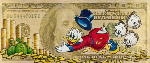 The World Is Mine Limited Edition On Canvas by Stephen Fishwick Featuring Scrooge McDuck