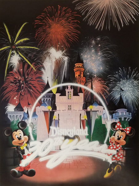 Disneyland 30th Anniversary Large Print Signed by Charles Boyer Framed 1985