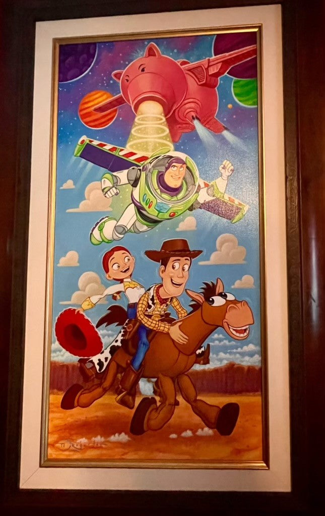 Toy Story 3- Original On Canvas By Tim Rogerson- Featuring Woody, Buzz, and Jessie