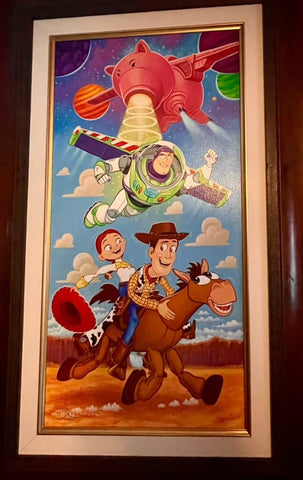 Toy Story 3- Original On Canvas By Tim Rogerson- Featuring Woody, Buzz, and Jessie