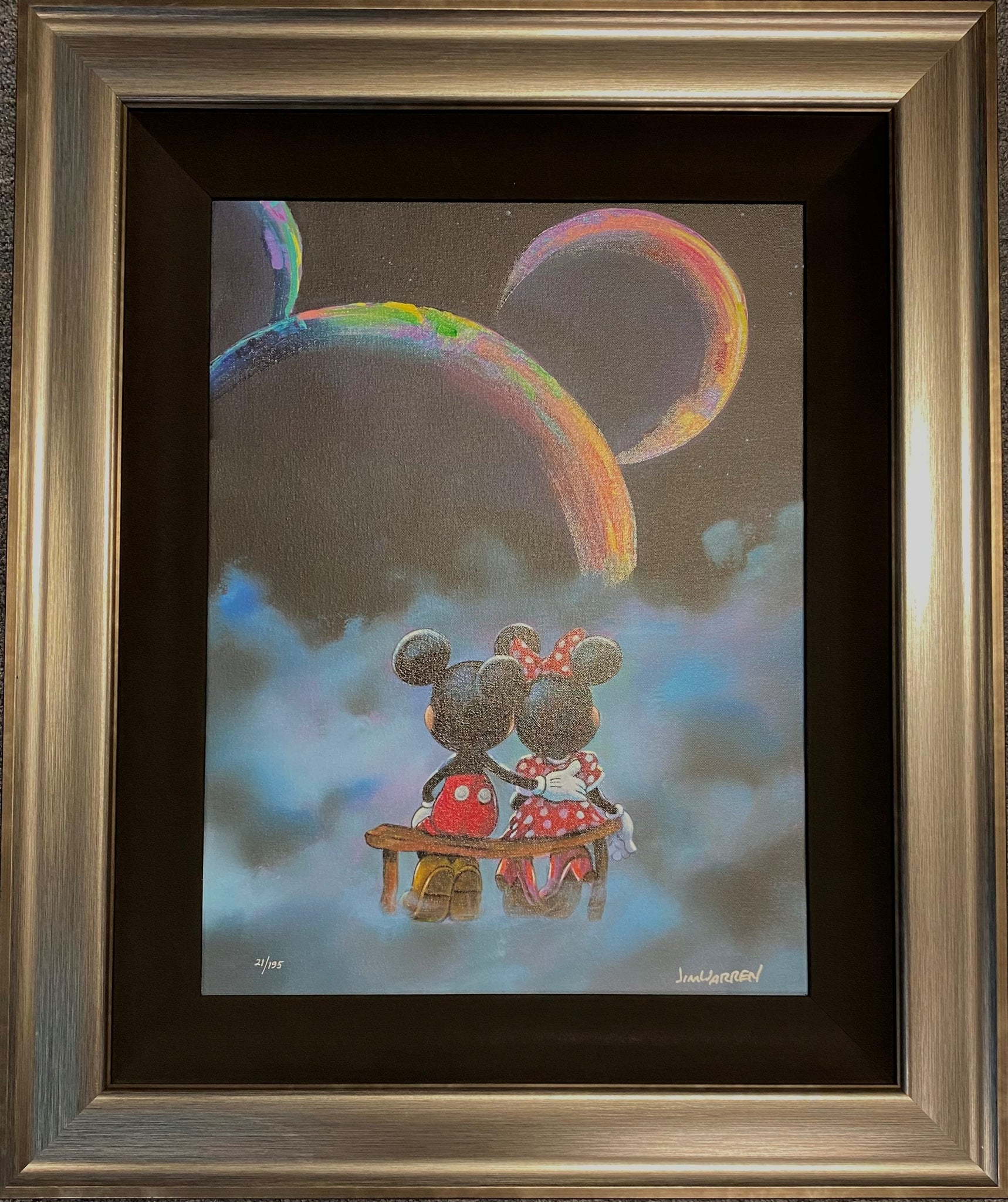 Mickey and Minnie Mouse Framed Painted Glass Artwork Vintage Mickey Mouse,  Minnie Mouse Painted Framed Glass Artwork, Wall Hanging, Gift 